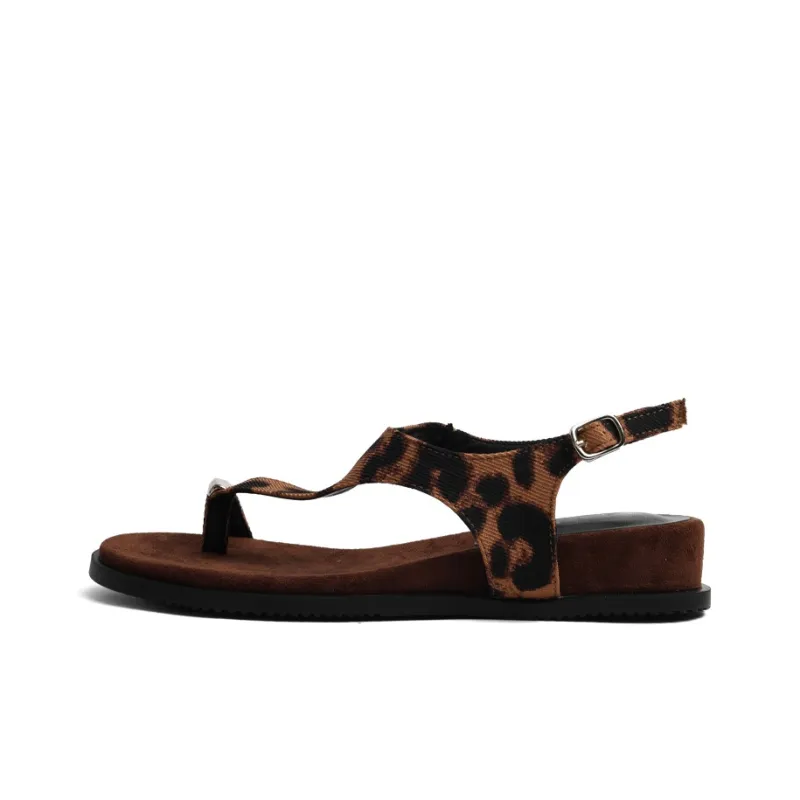 CENTRAL KITTY One Шнуровка Сандалии Женские с Леопардовым Принтом