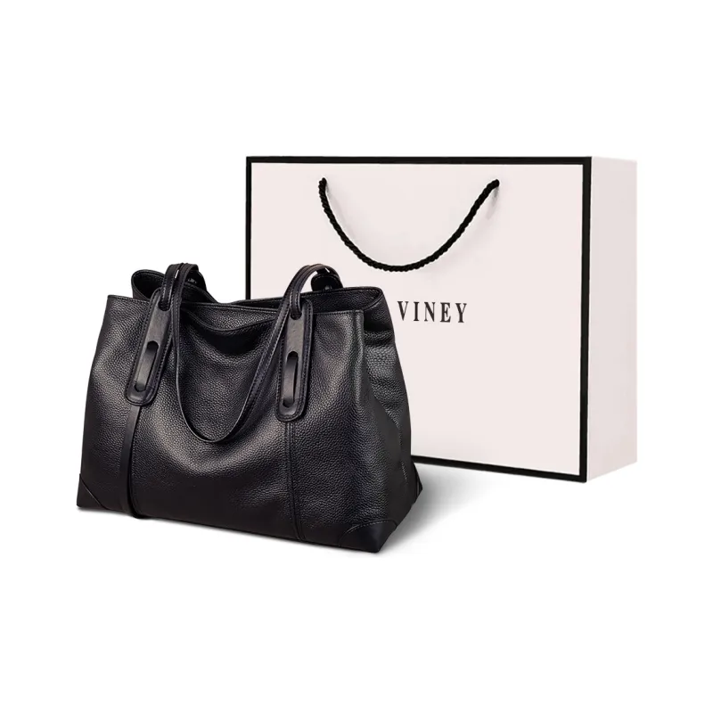 VINEY Сумка через плечо из коровьей кожи большая женская черная коричневая серая и коричневая черная