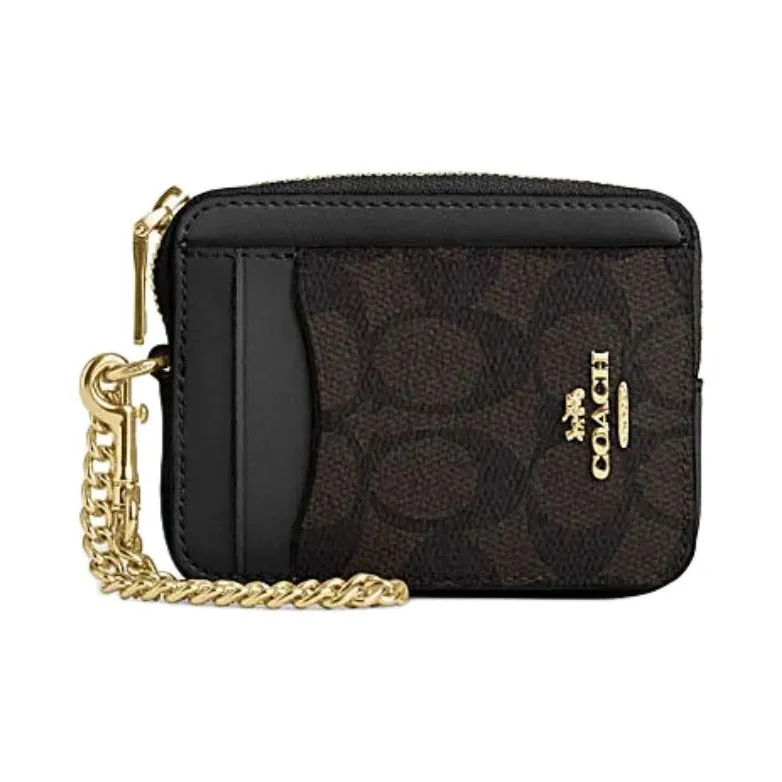 COACH Card Case из искусственной кожи с переработанной кожей держатель для карт женский ореховый и черный