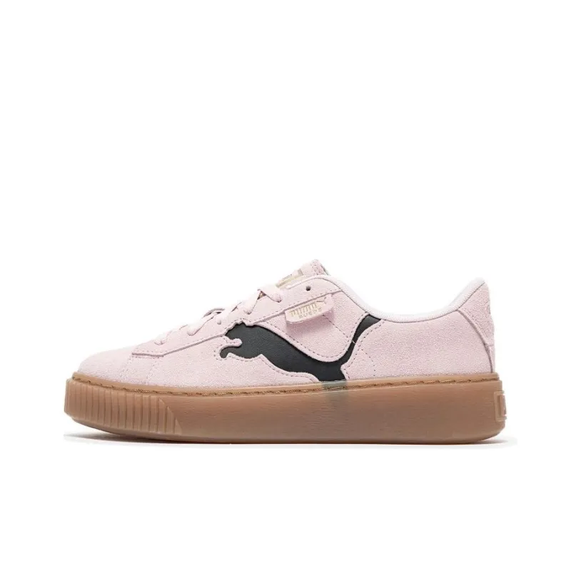 PUMA Suede Platform визуально увеличивает рост Низкие кроссовки для скейтбординга Женские Розовый Черный
