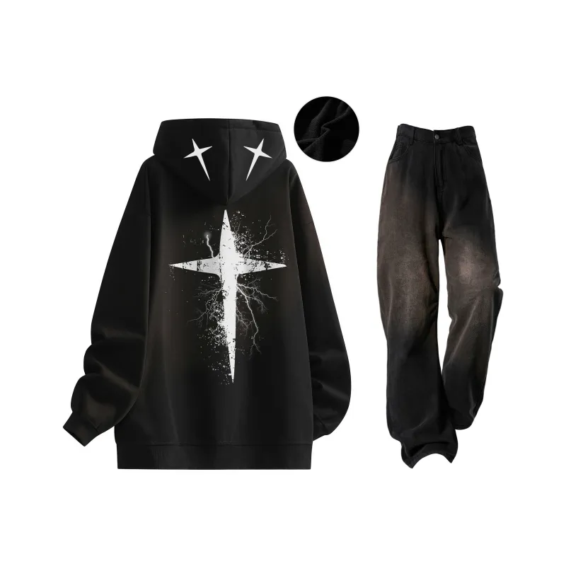 ROBINHOOD ХаньФУ Платье-Худи Комплект Магия Цветочный Унисекс