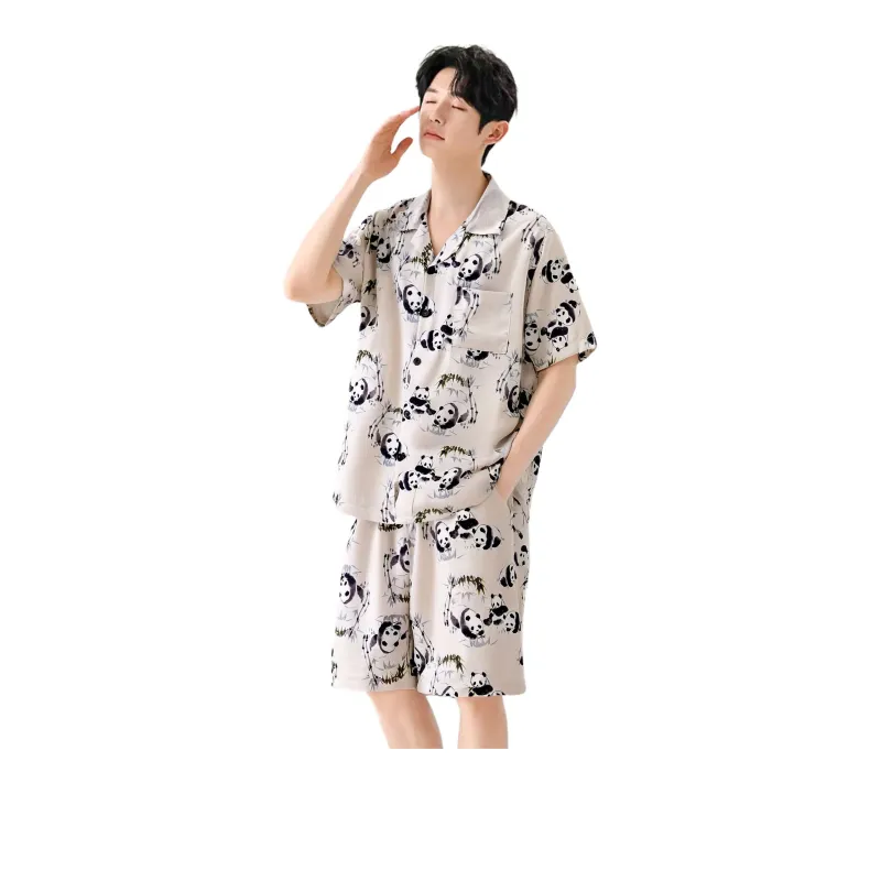 TAYAN Панда Бамбуковый Лист Мужской Пижамный Комплект