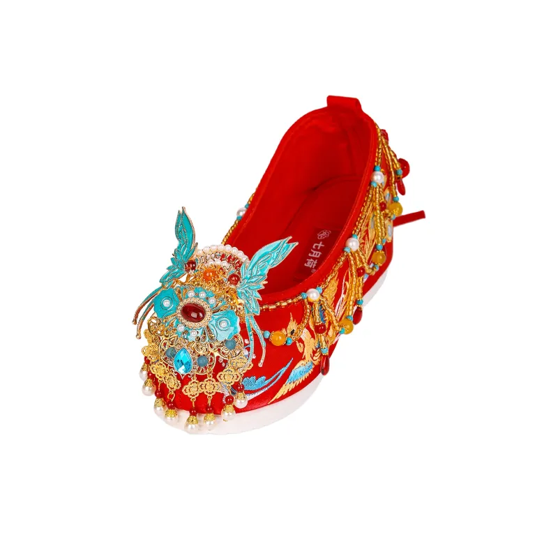 QIYUEHE Оригинальная вышивка сатиновая обувь скрытый каблук 6 см женская