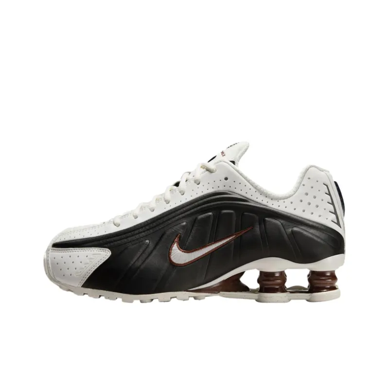 Nike Shox R4 Устойчивые к истиранию Низкие Повседневные Беговые Кроссовки Женские Черно-Белые