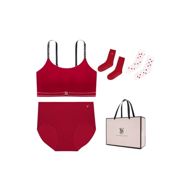 Victoria's Secret Набор нижнего белья "Магия Цветов" Подарочный набор + Сумка для покупок Женская Красная