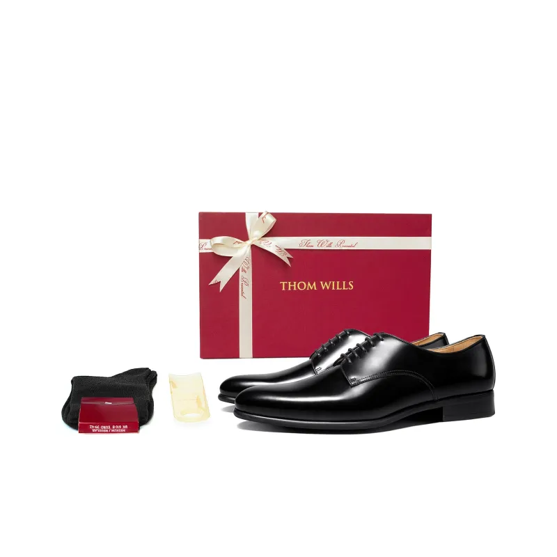 THOM WILLS Британский Бизнес Блестящий Дерби Обувь Туфли Мужские Черные