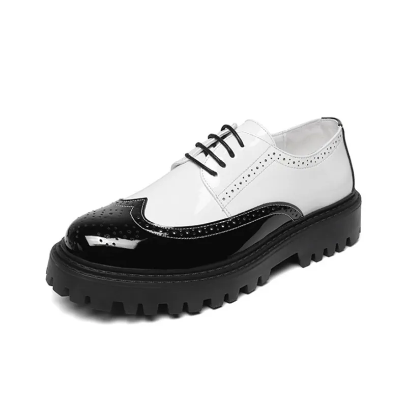 Madallo Microfiber Leather Casual Leather Shoes Men Black White