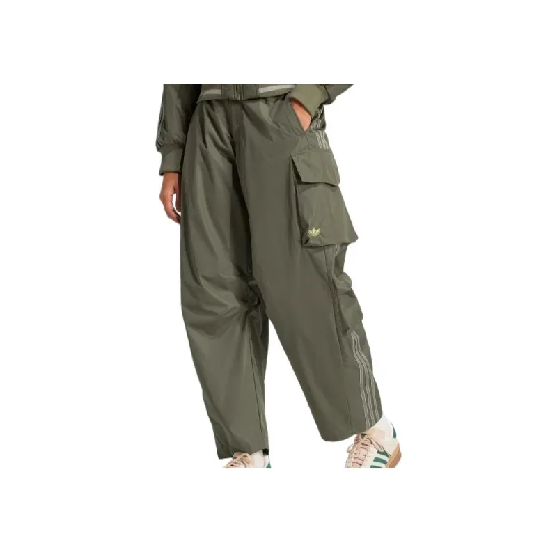 Adidas Originals Повседневные Штаны Женские Слоистые Оливково-Зеленые