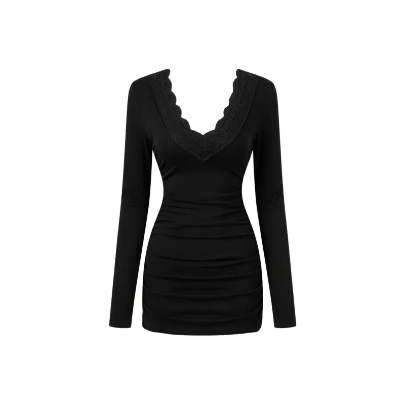 FINDSME GAGA Длинное платье с длинными рукавами для женщин